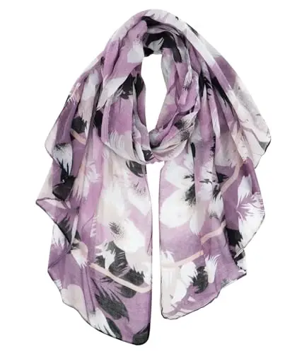 GERINLY Lightweight Scarves Fashion Flowers Print Women Cotton Wrap Scarf Head Shawl Fall Gift - 1
