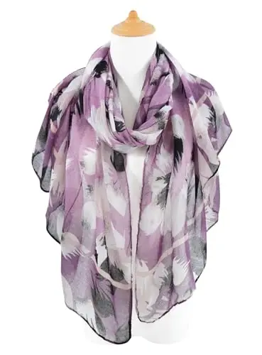GERINLY Lightweight Scarves Fashion Flowers Print Women Cotton Wrap Scarf Head Shawl Winter Gift - 3