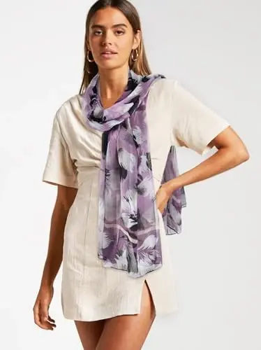 GERINLY Lightweight Scarves Fashion Flowers Print Women Cotton Wrap Scarf Head Shawl Summer Gift 