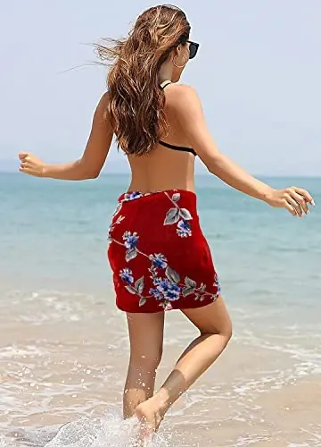 GERINLY Lightweight Scarves Fashion Flowers Print Women Cotton Wrap Scarf Head Shawl Winter Gift - 3