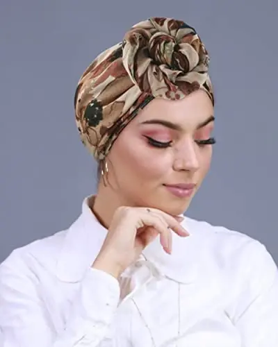GERINLY Lightweight Scarves Fashion Flowers Print Women Cotton Wrap Scarf Head Shawl Summer Gift - 3