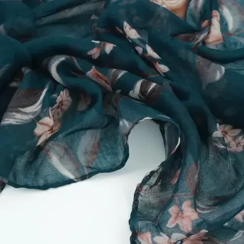 GERINLY Lightweight Scarves Fashion Flowers Print Women Cotton Wrap Scarf Head Shawl Winter Gift - 5
