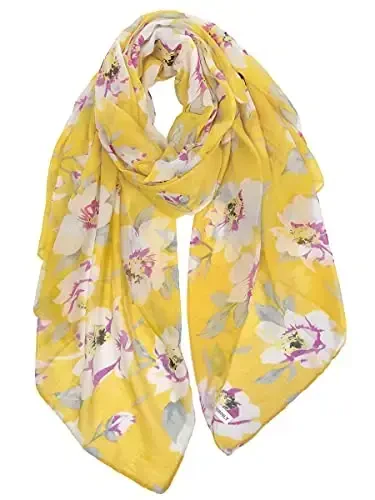 GERINLY Lightweight Scarves Fashion Flowers Print Women Cotton Wrap Scarf Head Shawl Winter Gift - 1
