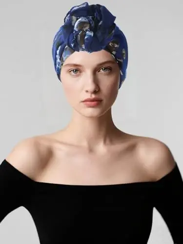 GERINLY Lightweight Scarves Fashion Flowers Print Women Cotton Wrap Scarf Head Shawl Winter Gift - 4