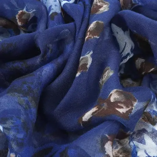 GERINLY Lightweight Scarves Fashion Flowers Print Women Cotton Wrap Scarf Head Shawl Fall Gift - 6