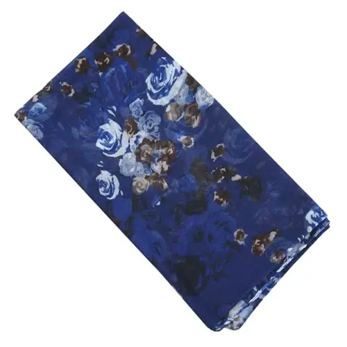 GERINLY Lightweight Scarves Fashion Flowers Print Women Cotton Wrap Scarf Head Shawl Fall Gift - 7