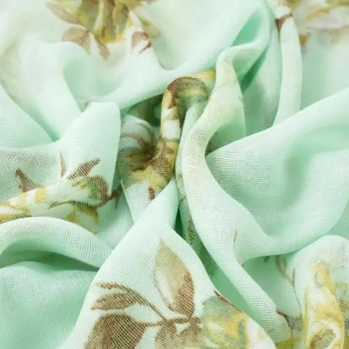 GERINLY Lightweight Scarves Fashion Flowers Print Women Cotton Wrap Scarf Head Shawl Winter Gift - 4