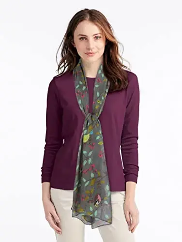 GERINLY Scarfs for Women Lightweight Floral Birds Print Cotton Scarves and Wraps for Fall Shawl - 1