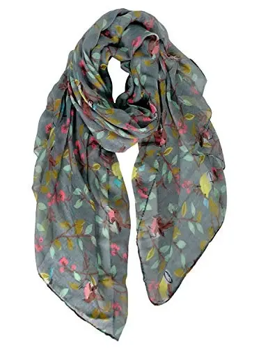 GERINLY Scarfs for Women Lightweight Floral Birds Print Cotton Scarves and Wraps for Fall Shawl - MODAZONE (1)