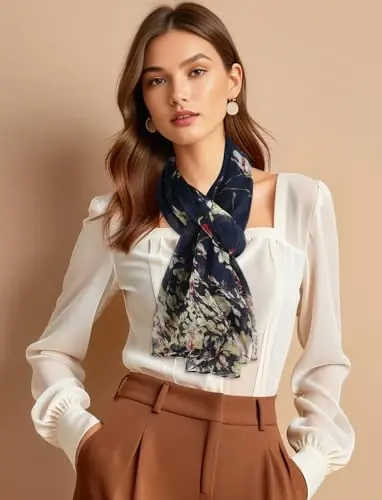 GERINLY Scarfs for Women Lightweight Floral Birds Print Cotton Scarves and Wraps for Summer Shawl - 1