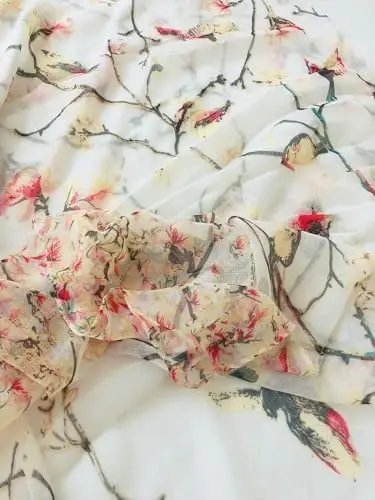 GERINLY Scarfs for Women Lightweight Floral Birds Print Cotton Scarves and Wraps for Summer Shawl - 2