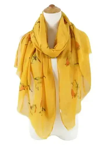 GERINLY Scarfs for Women Lightweight Floral Birds Print Cotton Scarves and Wraps for Fall Shawl - 5