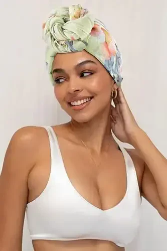 GERINLY Lightweight Scarves Fashion Flowers Print Women Cotton Wrap Scarf Head Shawl Fall Gift - 4