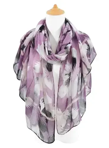 GERINLY Lightweight Scarves Fashion Flowers Print Women Cotton Wrap Scarf Head Shawl Fall Gift - 3