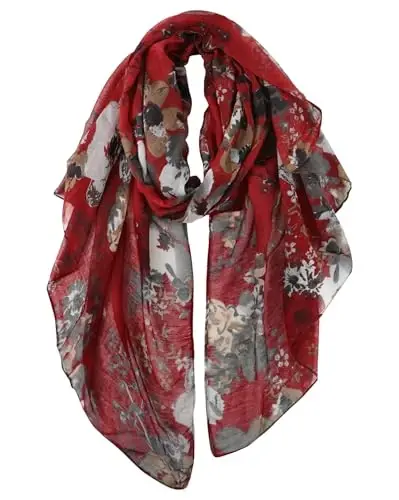 GERINLY Lightweight Scarves Fashion Flowers Print Women Cotton Wrap Scarf Head Shawl Fall Gift 