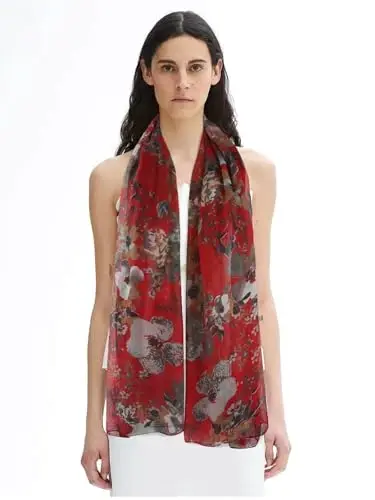GERINLY Lightweight Scarves Fashion Flowers Print Women Cotton Wrap Scarf Head Shawl Fall Gift 