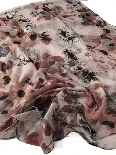 GERINLY Lightweight Scarves Fashion Flowers Print Women Cotton Wrap Scarf Head Shawl Fall Gift - 5