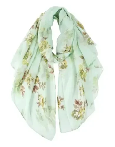 GERINLY Lightweight Scarves Fashion Flowers Print Women Cotton Wrap Scarf Head Shawl Fall Gift - 1