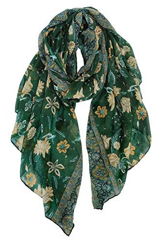 GERINLY Lightweight Scarves Fashion Flowers Print Women Cotton Wrap Scarf Head Shawl Summer Gift - 1