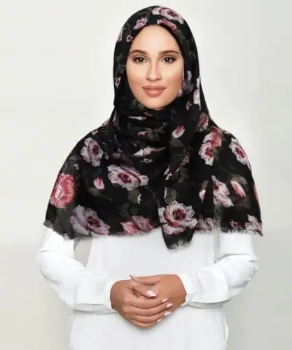 GERINLY Lightweight Scarves Fashion Print Cotton Feel Scarf for Women Shawl | Dressy Wrap, Long Voile Head Scarf Hijab, Summer Gift - 4