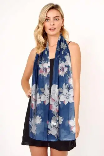 GERINLY Lightweight Scarves Fashion Print Cotton Feel Scarf for Women Shawl | Dressy Wrap, Long Voile Head Scarf Hijab, Summer Gift - 3