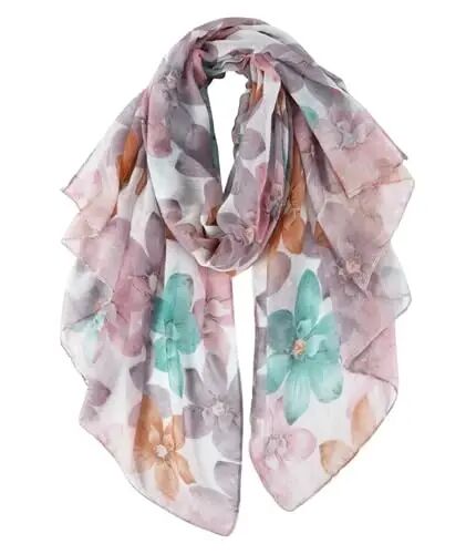 GERINLY Lightweight Scarves Fashion Print Cotton Feel Scarf for Women Shawl | Dressy Wrap, Long Voile Head Scarf Hijab, Summer Gift - 1