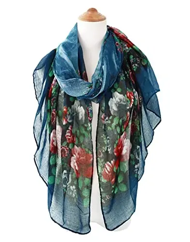 GERINLY Lightweight Scarves Fashion Print Cotton Feel Scarf for Women Shawl | Dressy Wrap, Long Voile Head Scarf Hijab, Summer Gift - 5