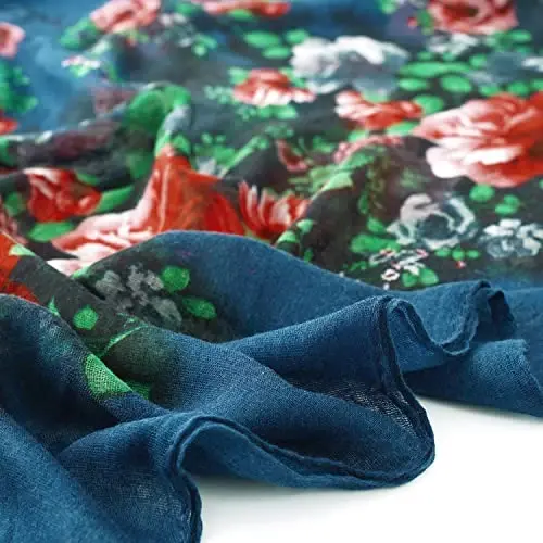 GERINLY Lightweight Scarves Fashion Print Cotton Feel Scarf for Women Shawl | Dressy Wrap, Long Voile Head Scarf Hijab, Summer Gift - 6