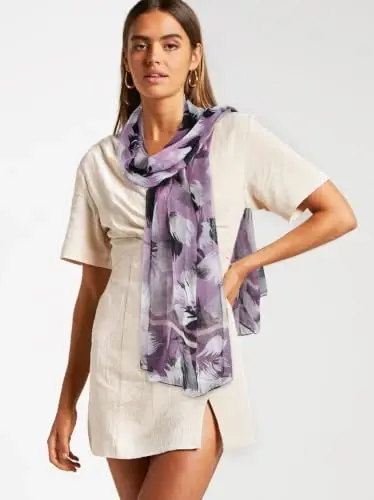 GERINLY Lightweight Scarves Fashion Print Cotton Feel Scarf for Women Shawl | Dressy Wrap, Long Voile Head Scarf Hijab, Summer Gift - 2