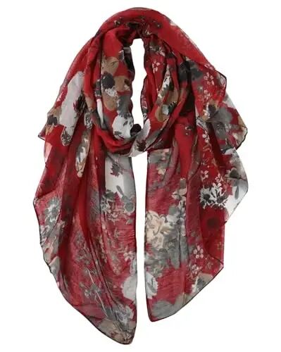 GERINLY Lightweight Scarves Fashion Print Cotton Feel Scarf for Women Shawl | Dressy Wrap, Long Voile Head Scarf Hijab, Summer Gift - 1