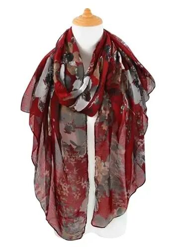 GERINLY Lightweight Scarves Fashion Print Cotton Feel Scarf for Women Shawl | Dressy Wrap, Long Voile Head Scarf Hijab, Summer Gift - 5