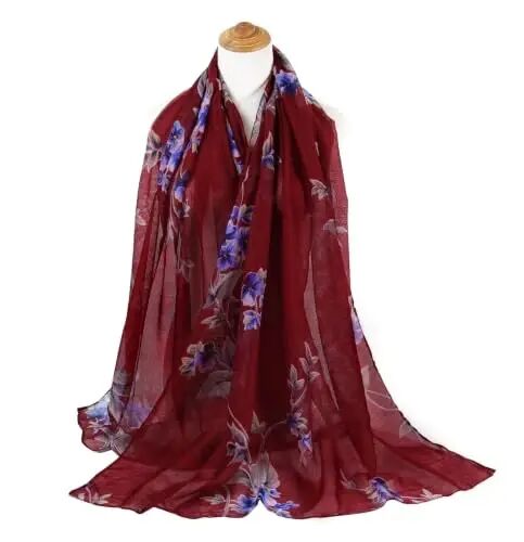 GERINLY Lightweight Scarves Fashion Print Cotton Feel Scarf for Women Shawl | Dressy Wrap, Long Voile Head Scarf Hijab, Summer Gift - 5