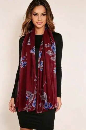 GERINLY Lightweight Scarves Fashion Print Cotton Feel Scarf for Women Shawl | Dressy Wrap, Long Voile Head Scarf Hijab, Summer Gift - GERINLY (1)