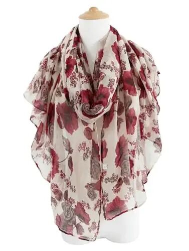 GERINLY Lightweight Scarves Fashion Print Cotton Feel Scarf for Women Shawl | Dressy Wrap, Long Voile Head Scarf Hijab, Summer Gift - 4