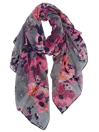 GERINLY Lightweight Scarves Fashion Print Cotton Feel Scarf for Women Shawl | Dressy Wrap, Long Voile Head Scarf Hijab, Summer Gift - GERINLY