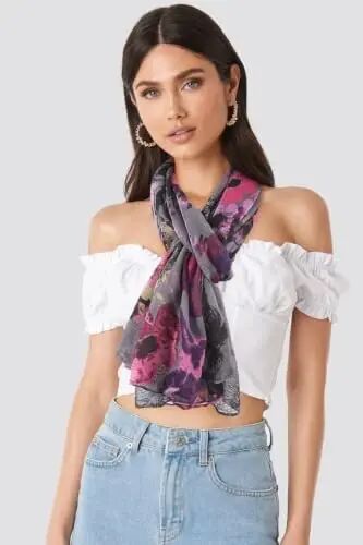 GERINLY Lightweight Scarves Fashion Print Cotton Feel Scarf for Women Shawl | Dressy Wrap, Long Voile Head Scarf Hijab, Summer Gift - 3