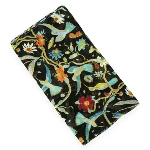 GERINLY Scarfs for Women Lightweight Floral Birds Print Cotton Scarves and Wraps for Fall Shawl - 5
