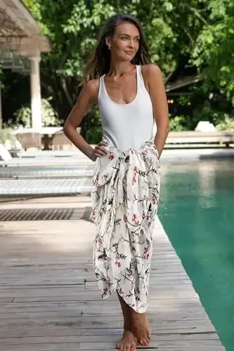 GERINLY Scarfs for Women Lightweight Floral Birds Print Cotton Scarves and Wraps for Fall Shawl - 5