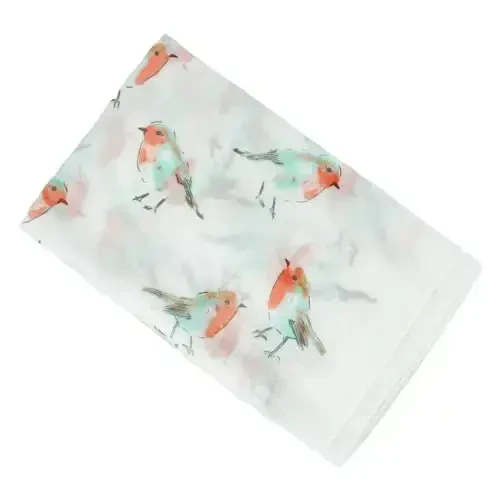 GERINLY Scarfs for Women Lightweight Floral Birds Print Cotton Scarves and Wraps for Summer Shawl - 6