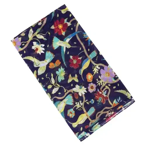 GERINLY Scarfs for Women Lightweight Floral Birds Print Cotton Scarves and Wraps for Summer Shawl - 6