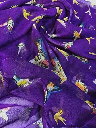 GERINLY Scarfs for Women Lightweight Floral Birds Print Cotton Scarves and Wraps for Summer Shawl - 6