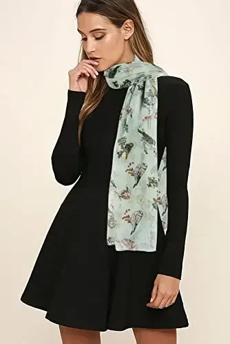 GERINLY Scarfs for Women Lightweight Floral Birds Print Cotton Scarves and Wraps for Summer Shawl 