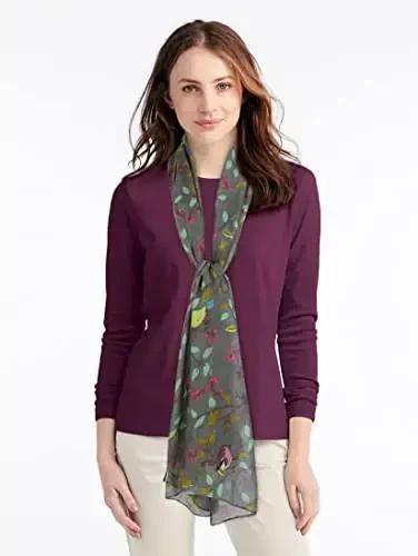 GERINLY Scarfs for Women Lightweight Floral Birds Print Cotton Scarves and Wraps for Summer Shawl 