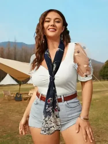 GERINLY Scarfs for Women Lightweight Floral Birds Print Cotton Scarves and Wraps for Summer Shawl - 5