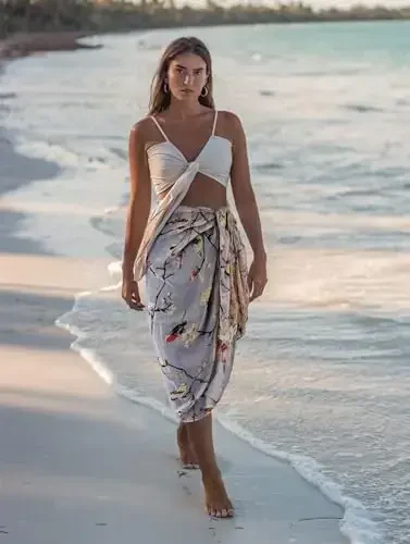 GERINLY Scarfs for Women Lightweight Floral Birds Print Cotton Scarves and Wraps for Summer Shawl - 6