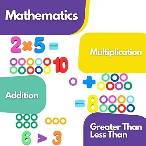 GeroCrew bolalar uchun yog'och Montessori o'yinchoqlari Toddler raqamli boshqotirmalar Saralash hisoblash shakli Stacker Stacking o'yini Maktabgacha o'yinchoqlar O'g'il qiz o'rganish Ta'lim Matematika bloklari Bir yoshli qiz sovg'alari (Kamalak) - 7