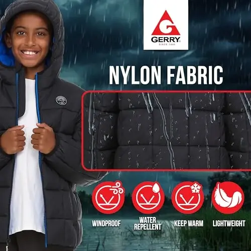 Gerry Packable Puffer Jackets for Girls and Boys, Hooded Girls and Boys Winter Coat - 6