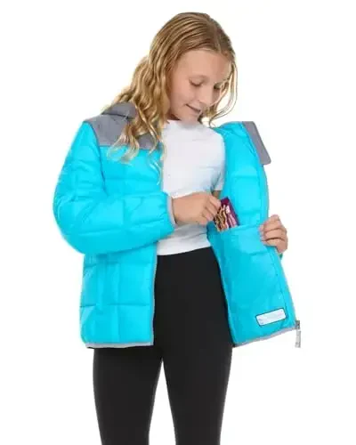 Gerry Packable Puffer Jackets for Girls and Boys, Hooded Girls and Boys Winter Coat - 3