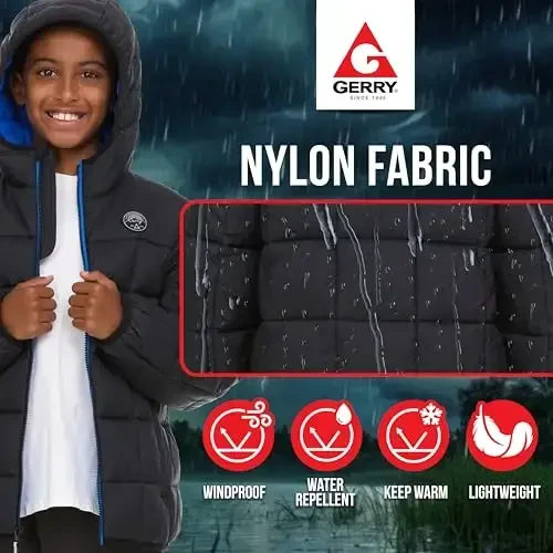 Gerry Packable Puffer Jackets qizlar va o'g'il bolalar uchun, kapushonli qizlar va o'g'il bolalar qishki paltosi - 6