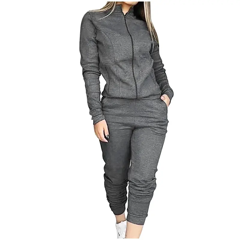 GERsome Womens Casual 2 Piece Tracksuit Outfits Long Sleeve Zip Up Sweatshirt Jogger Pants Sweatsuits Set- - 3